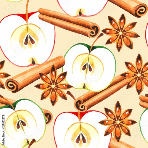 Apple and cinnamon seamless