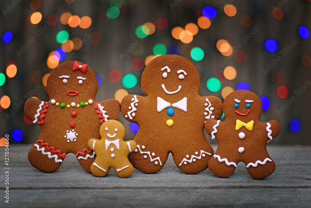 Christmas homemade gingerbread cookies on table Christmas homemade gingerbread cookies on table