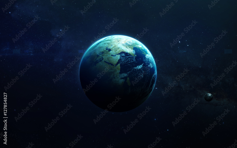 Naklejka Ziemia - piękna sztuka o wysokiej rozdzielczości przedstawia planetę Układu Słonecznego. To elementy obrazu dostarczone przez NASA