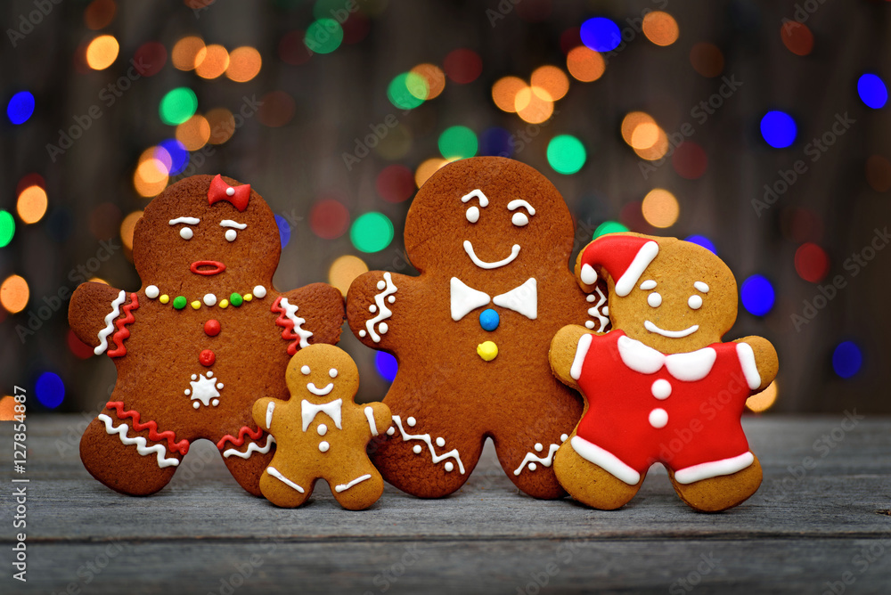 Christmas homemade gingerbread cookies on table