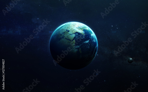 Naklejka Ziemia - piękna sztuka o wysokiej rozdzielczości przedstawia planetę Układu Słonecznego. To elementy obrazu dostarczone przez NASA