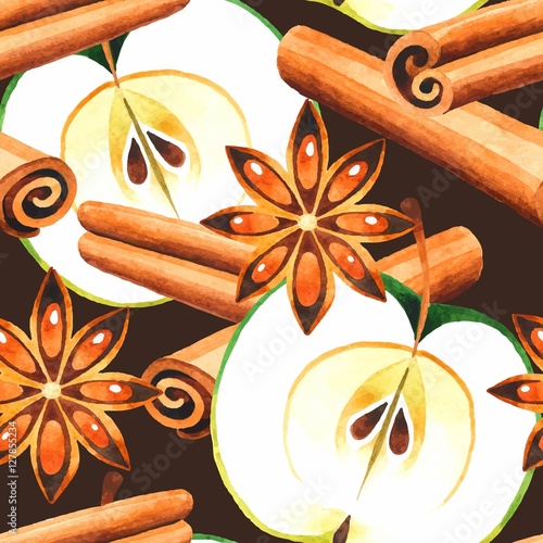 Apple and cinnamon seamless