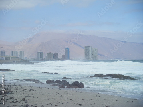 Crashing waves in La Serena Chile