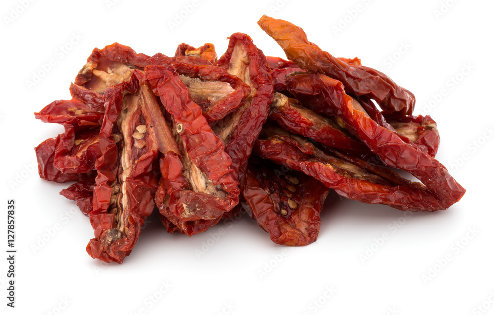 Dried tomatoes isolated on white background cutout Dried tomatoes isolated on white background cutout
