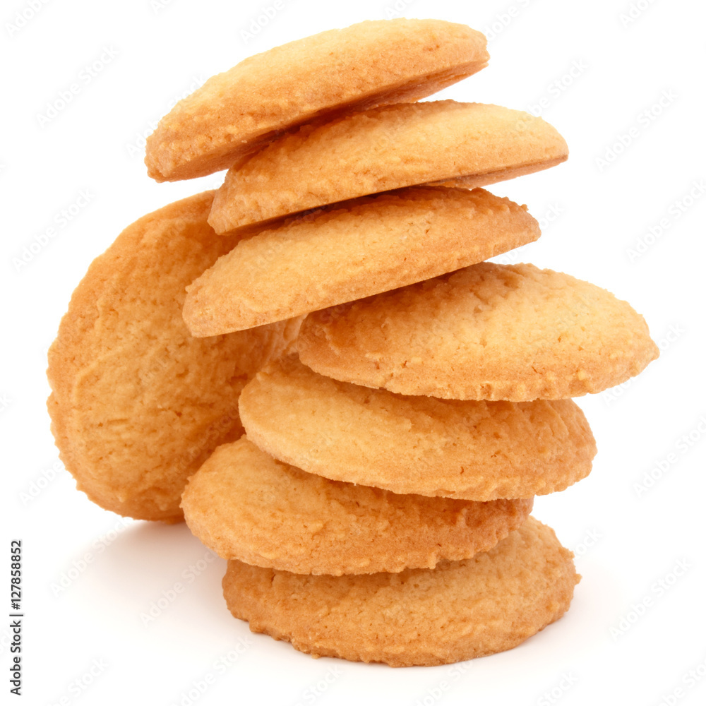 stacked short pastry cookies isolated on white background stacked short pastry cookies isolated on white background