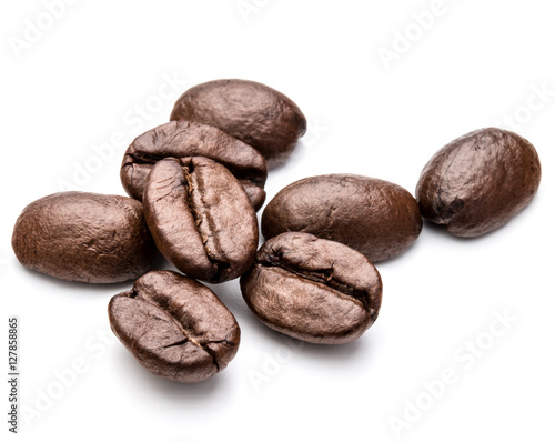 roasted coffee beans isolated in white background cutout