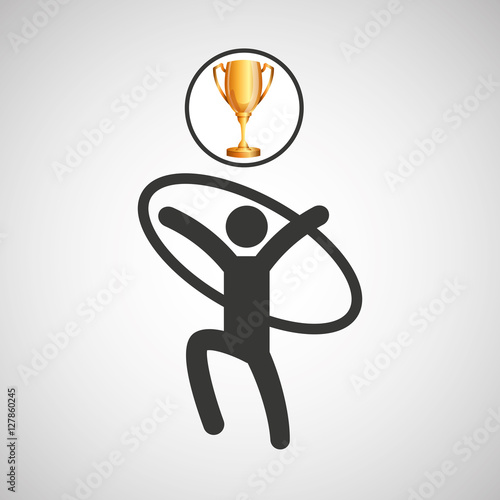 silhouette man artistic gymnastic athlete trophy vector illustration eps 10