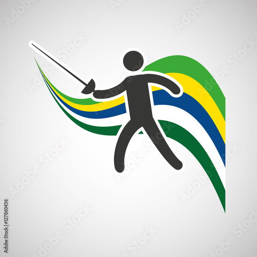 fencing sportsman flag background design vector illustration eps 10