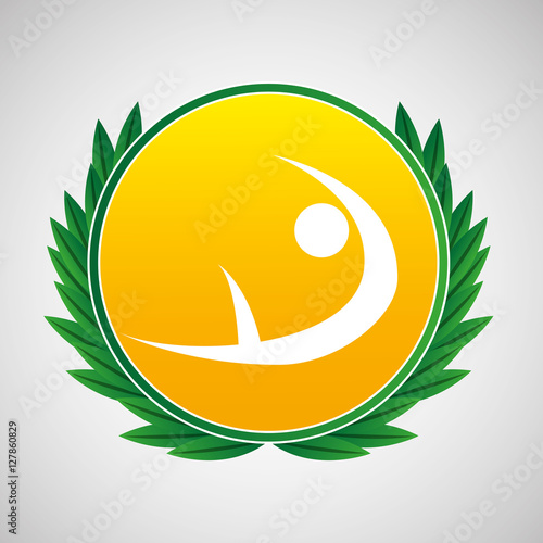 artistic gymnatic symbol label laurel wreaths vector illustration eps 10