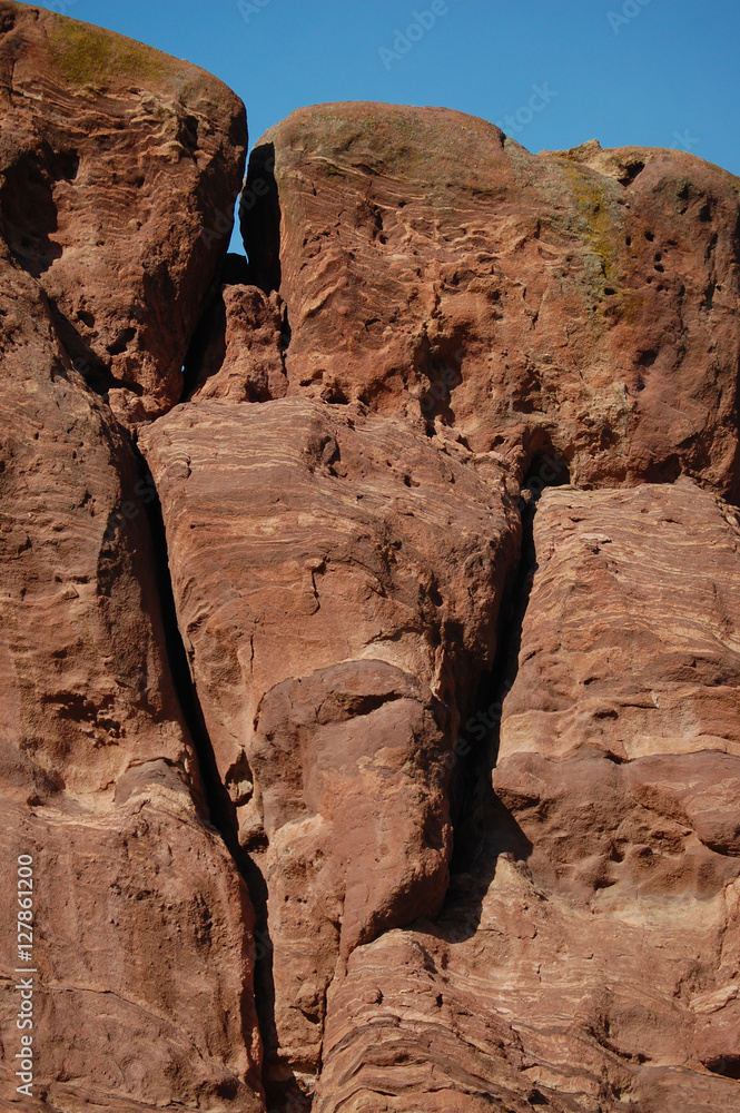 Close up of sandstone formation and erosion at Red Rocks Park, Colorado