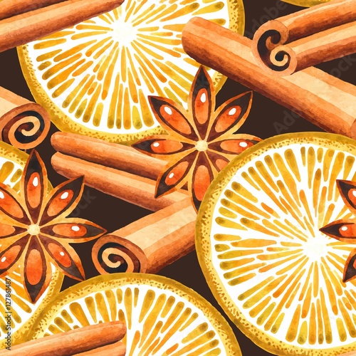 Orange and cinnamon seamless