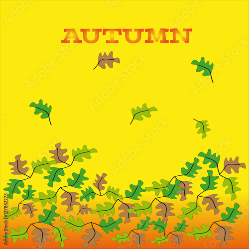 Colored leafs on yellow - orange background © gatherina
