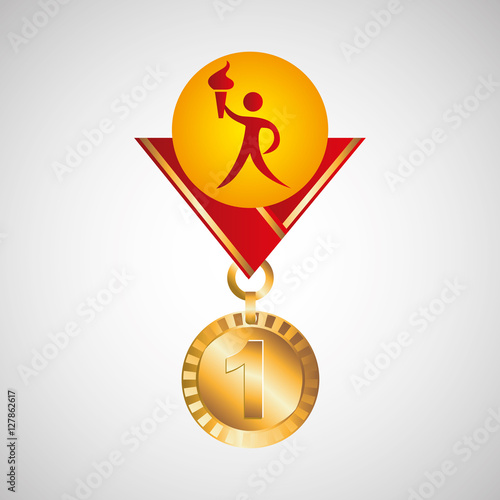 olympic gold medal athlete torch icon vector illustration eps 10
