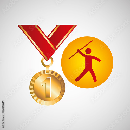 olympic gold medal javelin throw icon vector illustration eps 10