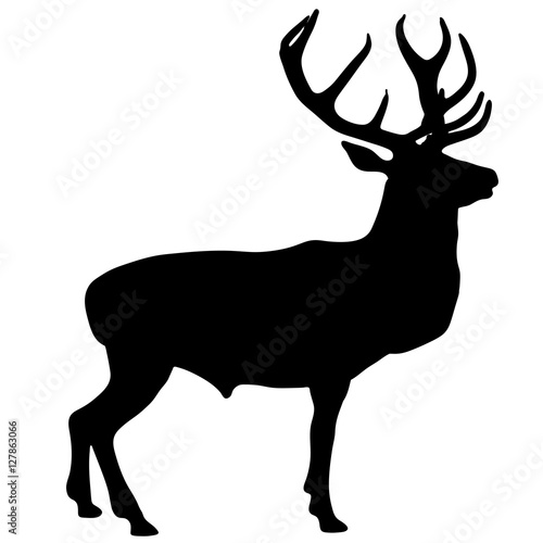 Black silhouette of a deer. Vector illustration
