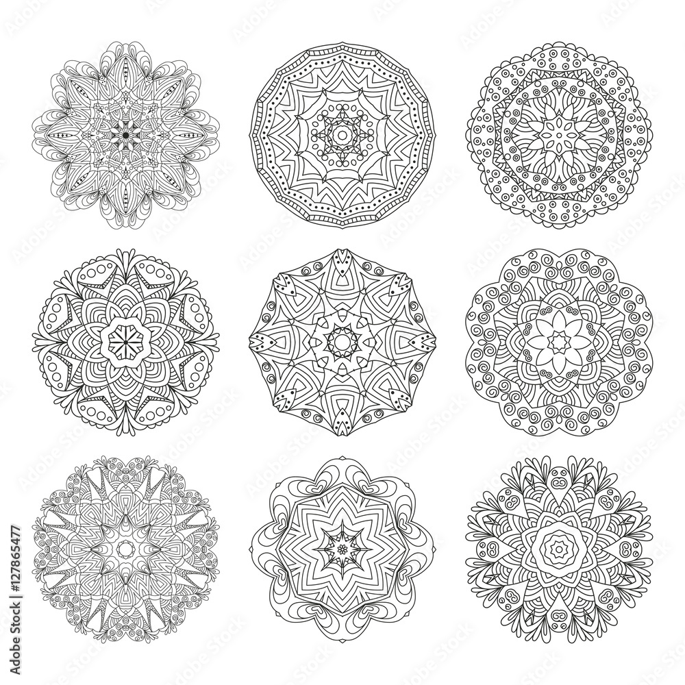 Mandalas collection. Decorative elements. Elements for coloring page