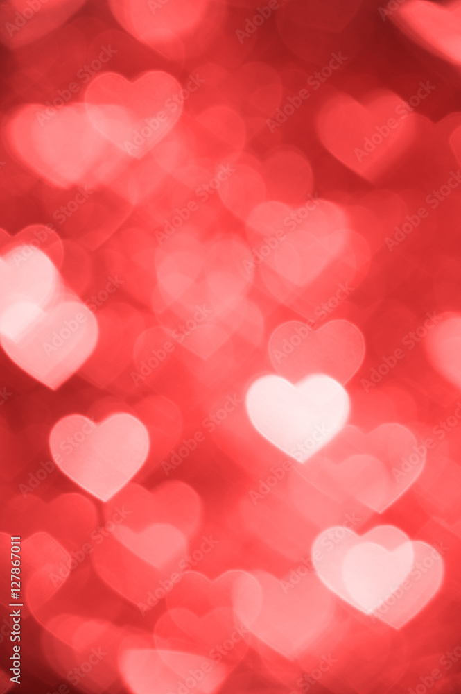 light red heart bokeh background photo, abstract holiday backdrop