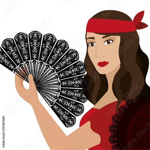 woman dancer flamenco character vector illustration design