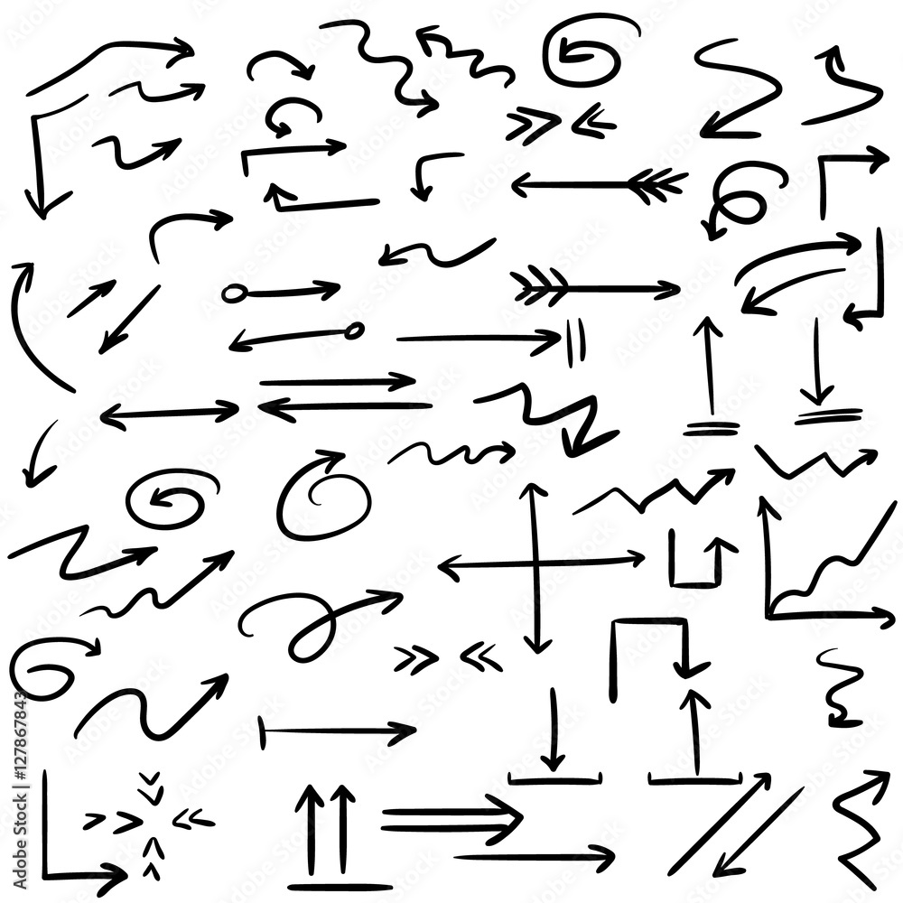 vector illustration set of hand drawn arrows vector illustration set of hand drawn arrows
