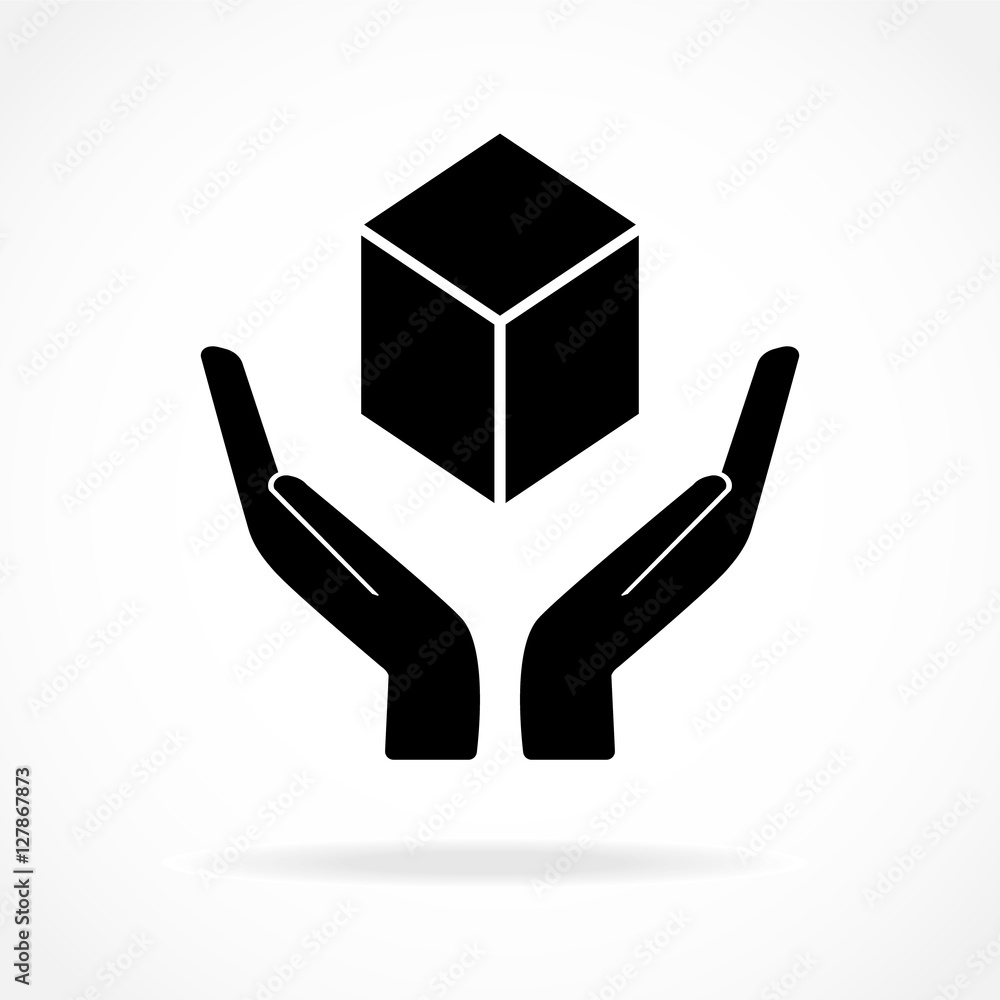 vector icon for logistic and transportation label on box handle with care with hands holding box vector icon for logistic and transportation label on box handle with care with hands holding box
