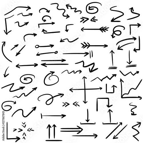 vector illustration set of hand drawn arrows