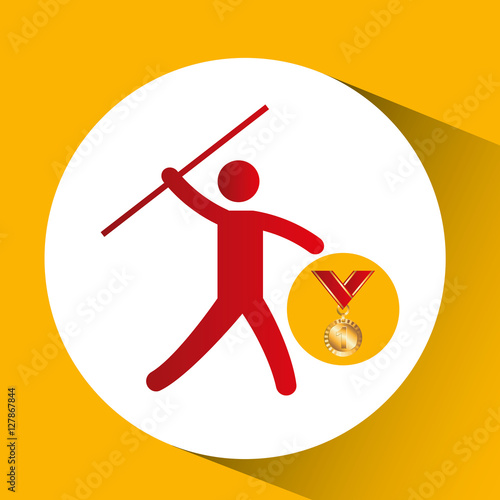 olympic gold medal javelin throw icon vector illustration eps 10