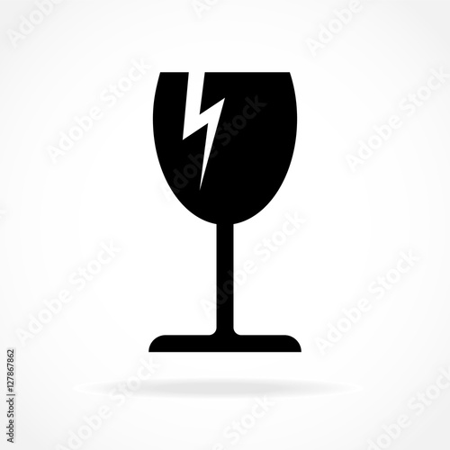 vector icon of broken glass fragile sign for logistics box and transportation