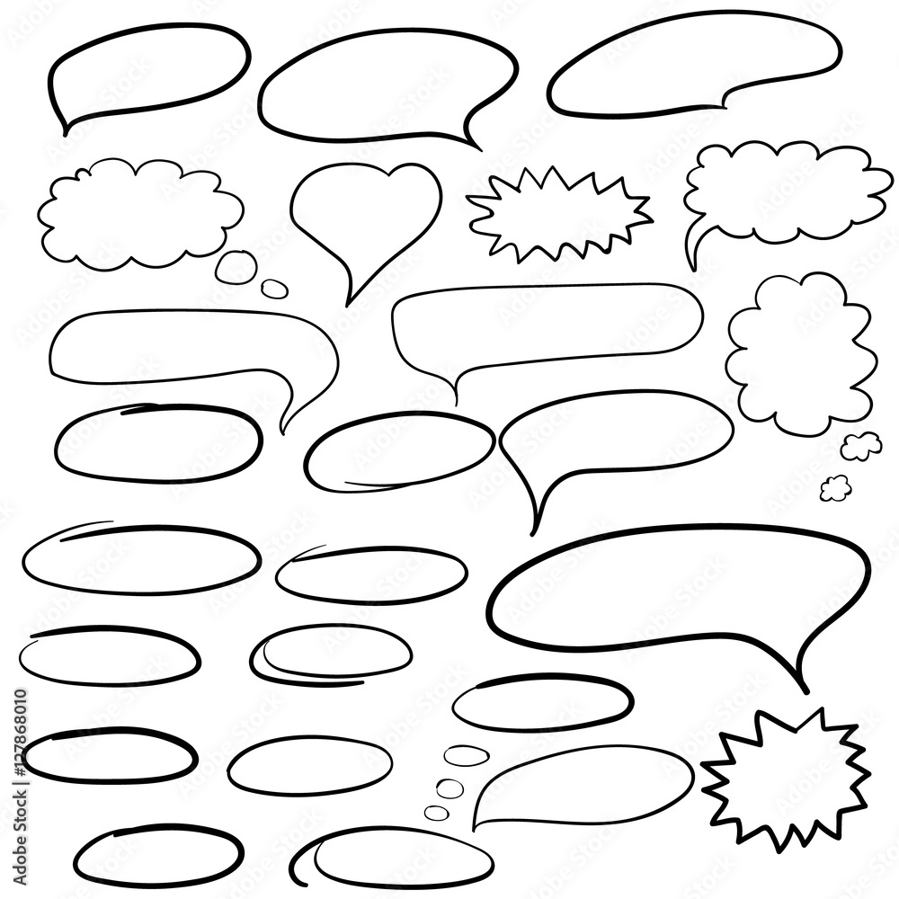 vector illustration of hand drawn speech bubbles in doodle style vector illustration of hand drawn speech bubbles in doodle style