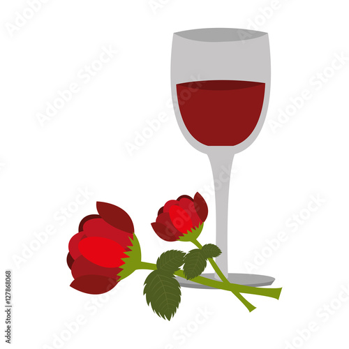 wine cup with rose vector illustration design