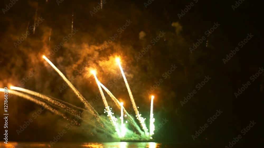 Vidéo Stock Beautiful Firework Explosion on the Ship Ordnance Exploding ...