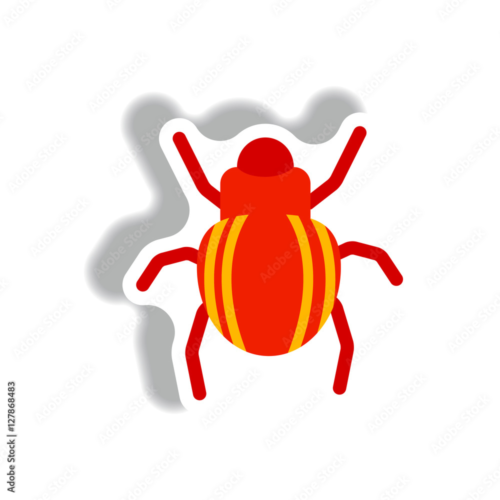 stylish icon in paper sticker style beetle insect stylish icon in paper sticker style beetle insect