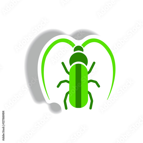 stylish icon in paper sticker style beetle barbel
