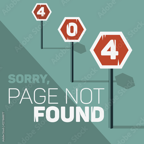 Oops, Error 404 Web Banner. Page Not Found. Stop Traffic Signs A