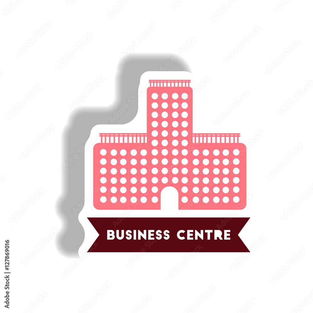 Obraz premium stylish icon in paper sticker style building business Centre