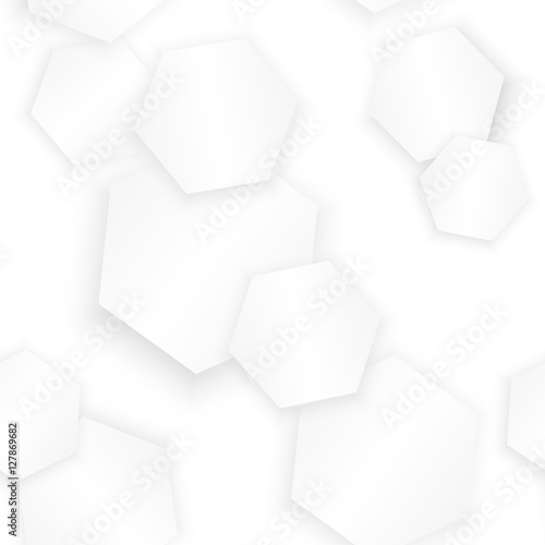 white hexagons with shadows seamless background