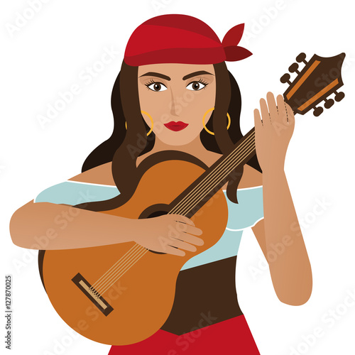 woman dancer flamenco character vector illustration design