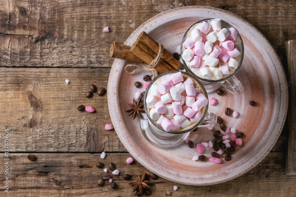Cafe latte with marshmallow Cafe latte with marshmallow