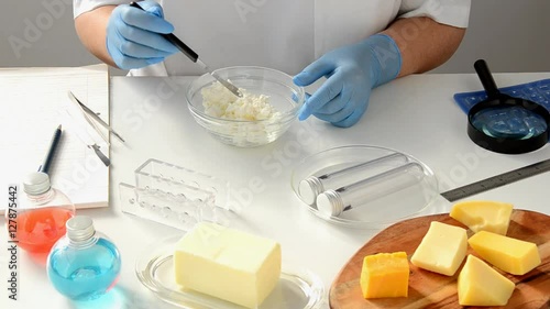 Taking a bit of cottage cheese for further analysis