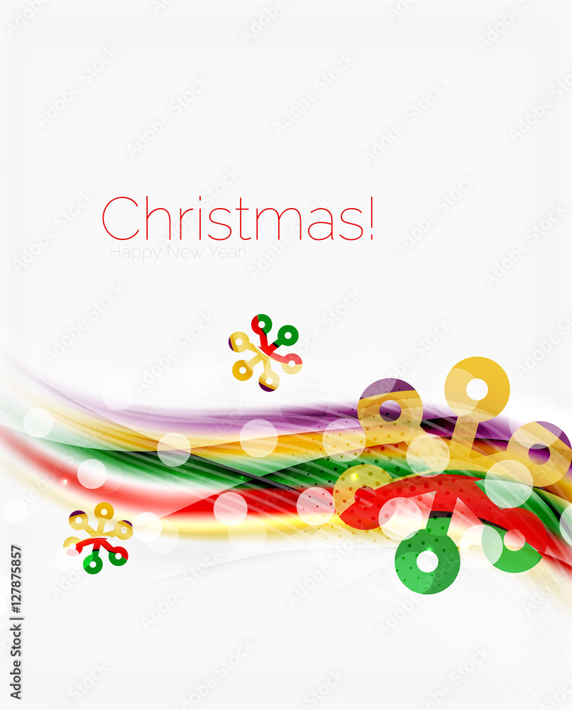 Fototapeta premium Blurred wave line with snowflakes. Christmas message presentation template