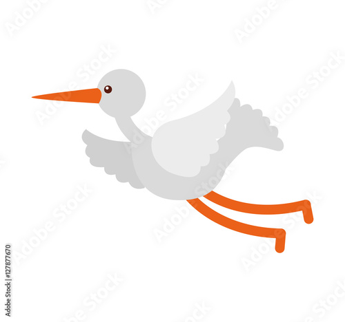 cute stork flying icon vector illustration design