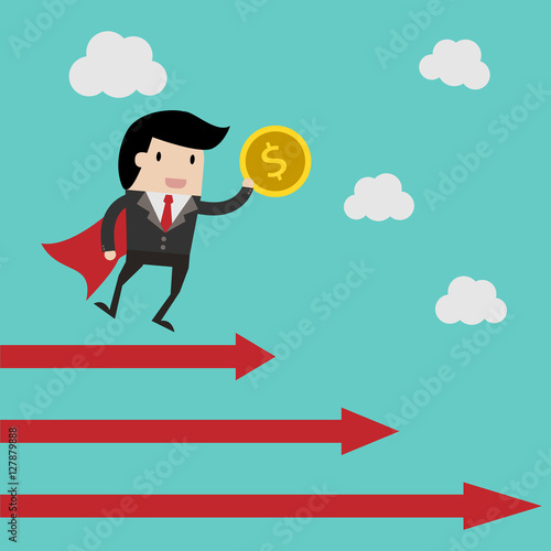 Wallpaper Mural vector business finance. save money for investment concept,cartoon businessman with money in his hand to save. cartoon vector illustration for business design Torontodigital.ca