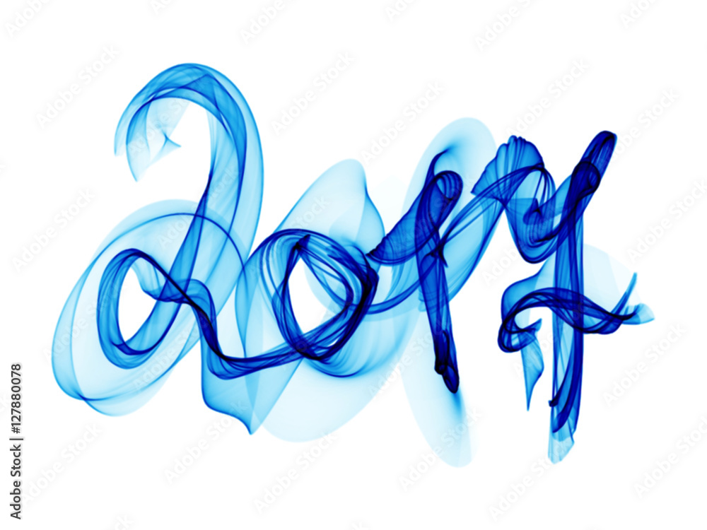 2017 isolated numbers written with blue smoke or flame light on white background