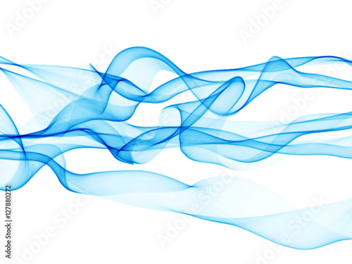 abstract blue wavy smoke flame isolated over white background