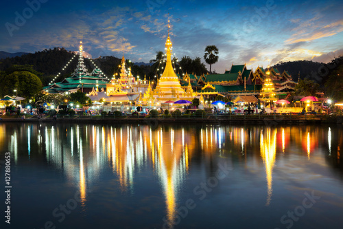 Wat Jongklang - Wat Jongkham the most favourite place for tourist in Mae hong son, Thailand photo