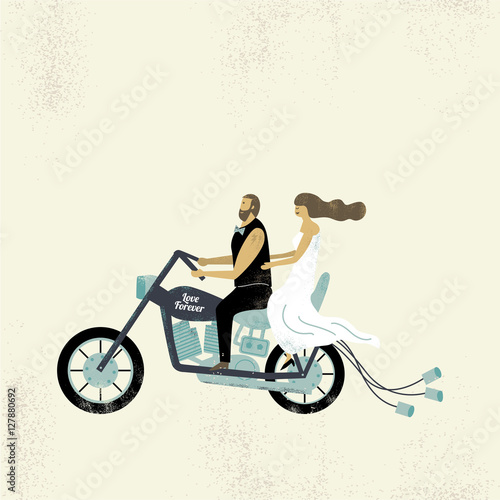 Wedding couple on motorbike, Wedding Invitation