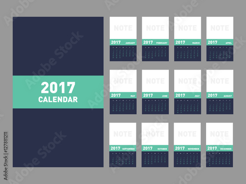 Calendar 2017 flat design for a year