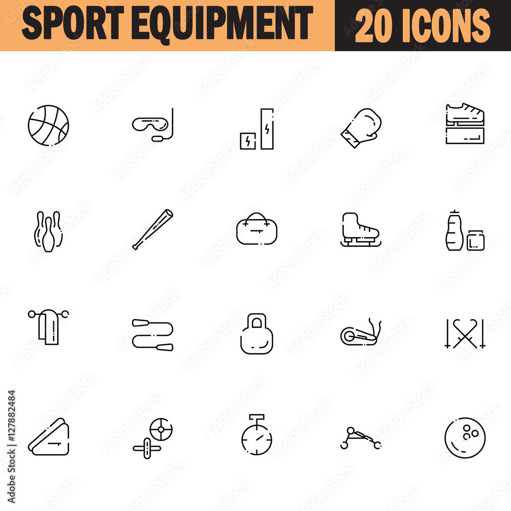 Sport equipment icon set Sport equipment icon set
