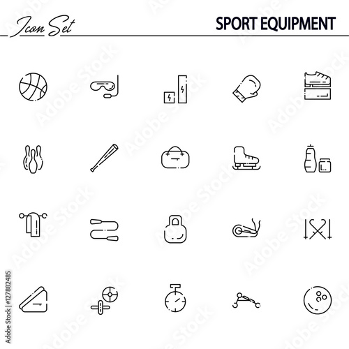 Sport equipment icon set photo