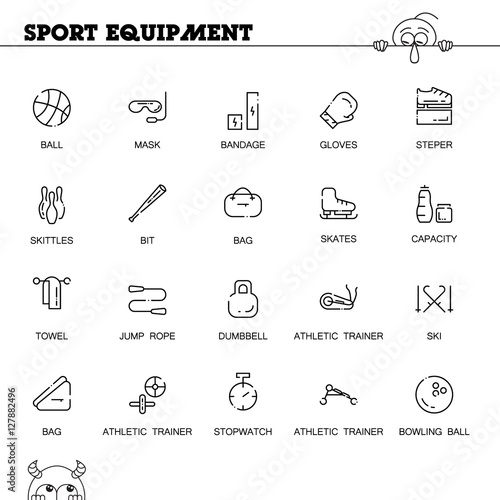 Sport equipment icon set photo