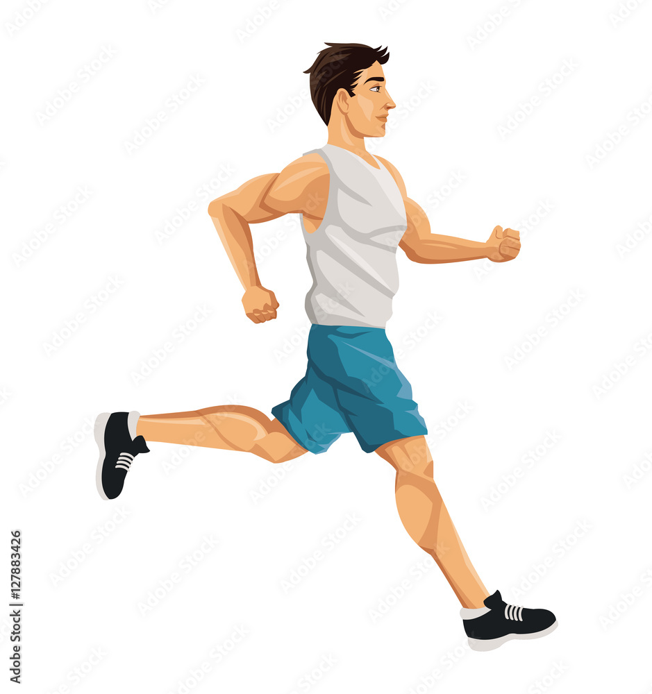 Man running icon. Healthy lifestyle fitness sport and bodycare theme. Vector illustration Man running icon. Healthy lifestyle fitness sport and bodycare theme. Vector illustration